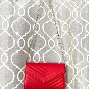 Elegant Red Quilted Shoulder Bag
